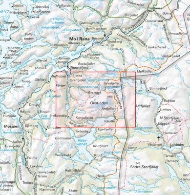Høyfjellskart Okstindan 1:25 000