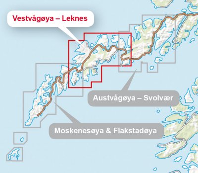 Høyfjellskart Lofoten: Vestvågøya – Leknes 1:30 000